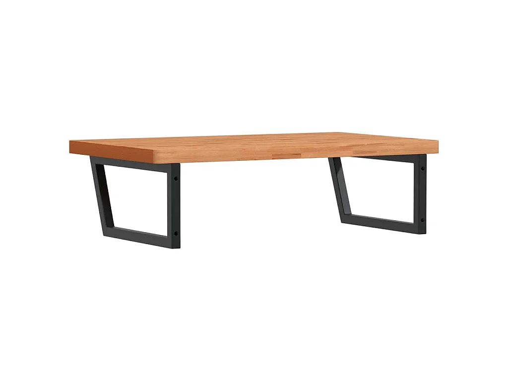 Waschbeckenregal Wandmontage Stahl und Massivholz Buche