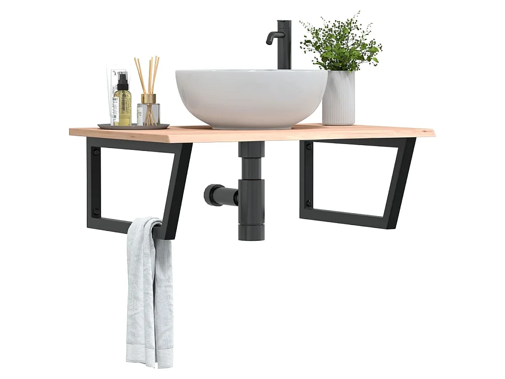 Badkamer wandschap staal en massief eikenhout