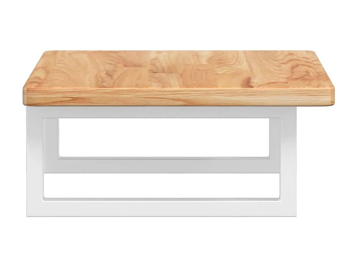 Estante de lavabo de pared de acero y madera maciza de roble