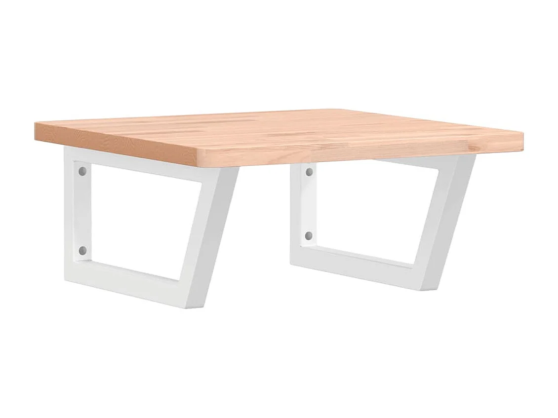 Waschbeckenregal Wandmontage Stahl und Massivholz Buche