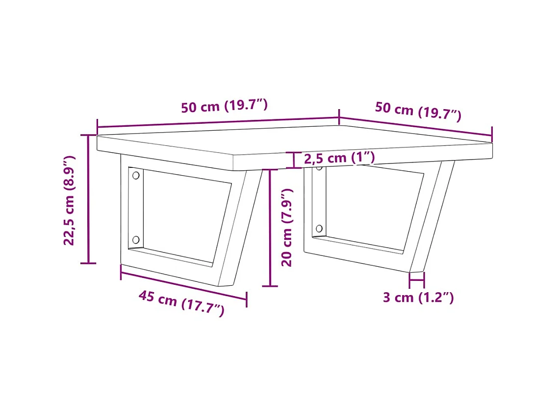Waschbeckenregal Wandmontage Stahl und Massivholz Buche