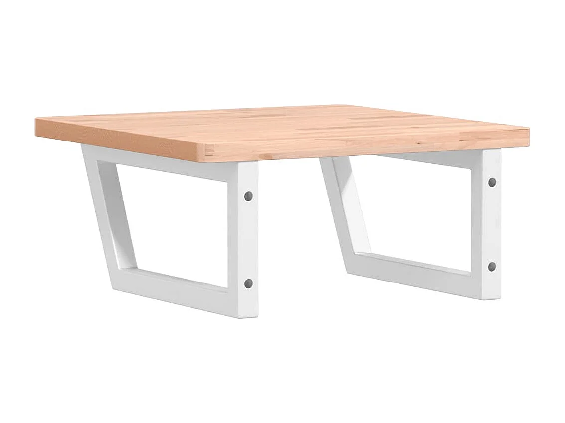 Waschbeckenregal Wandmontage Stahl und Massivholz Buche