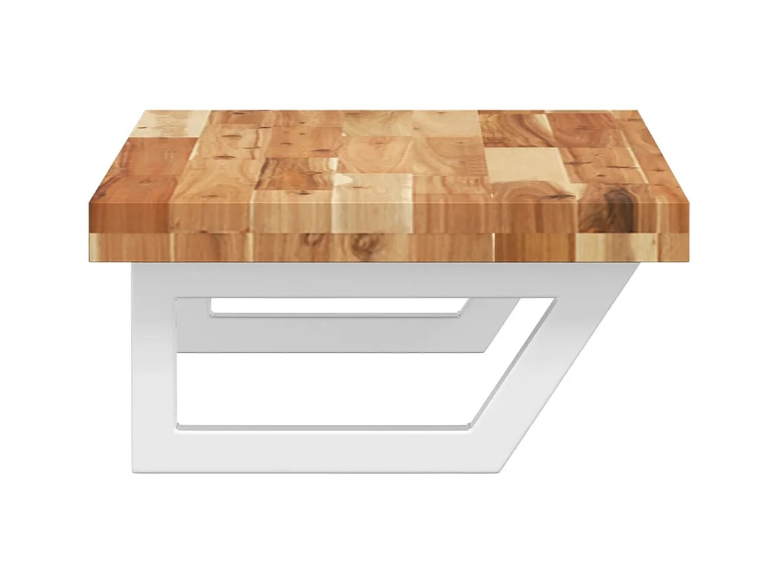 Étagère de vasque murale acier et bois massif d'acacia