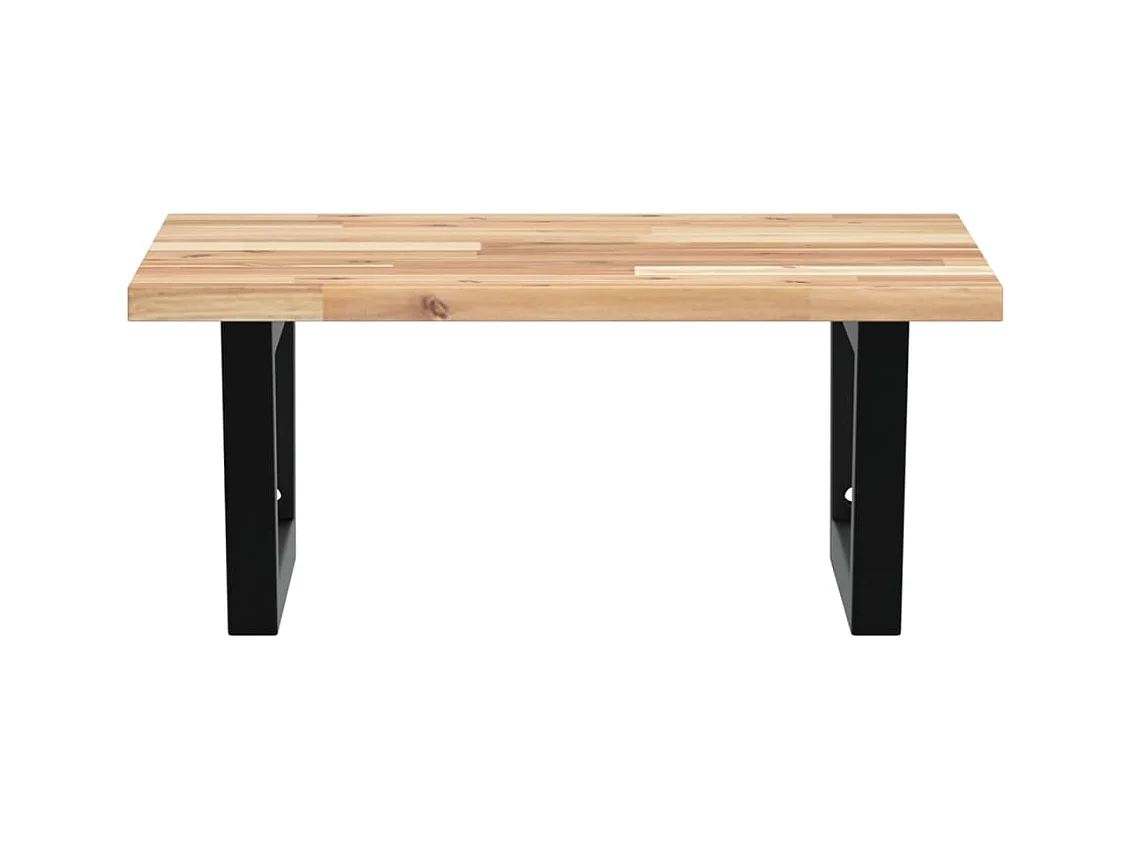 Étagère de vasque murale acier et bois massif d'acacia