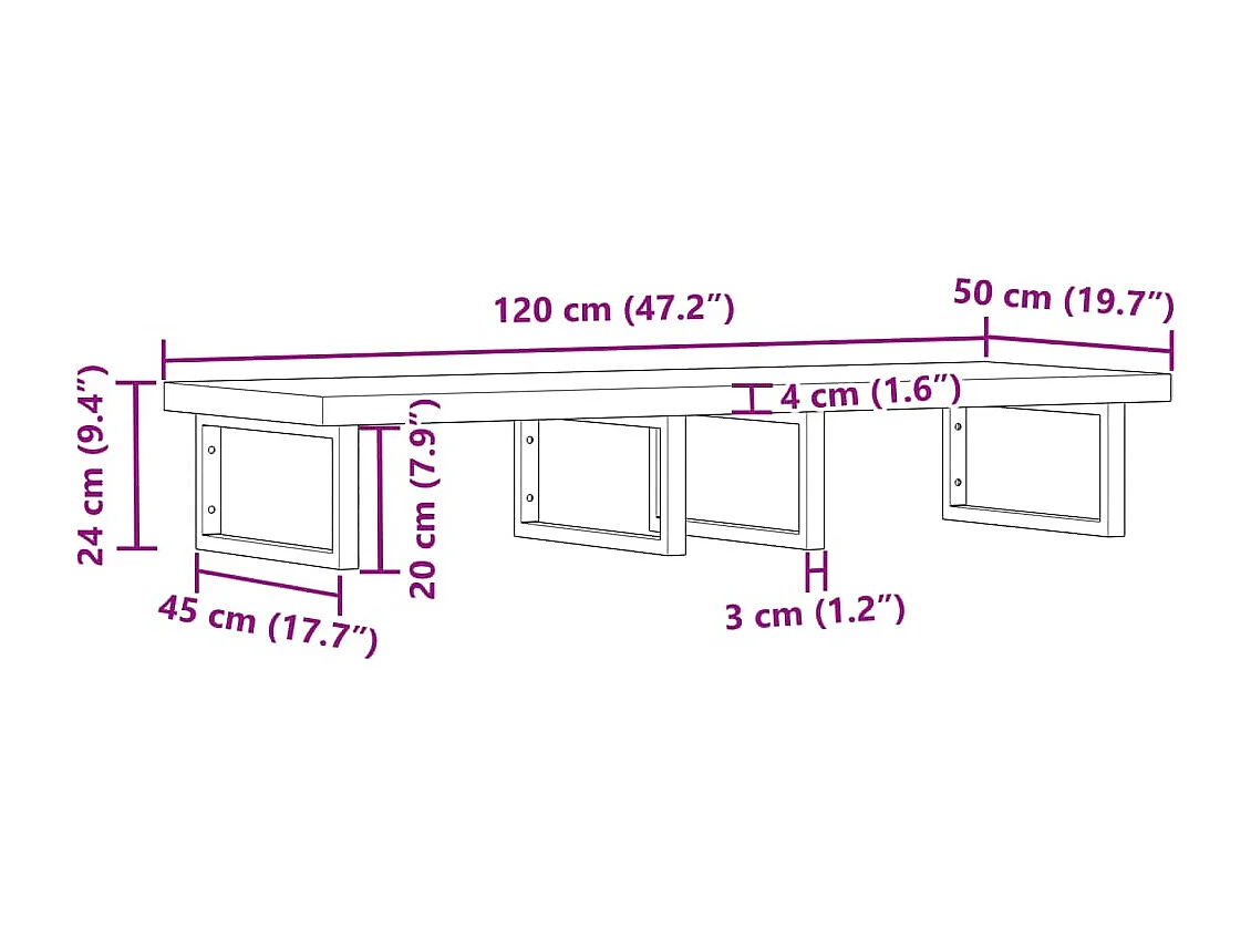 Waschbeckenregal Wandmontage Stahl und Akazienholz