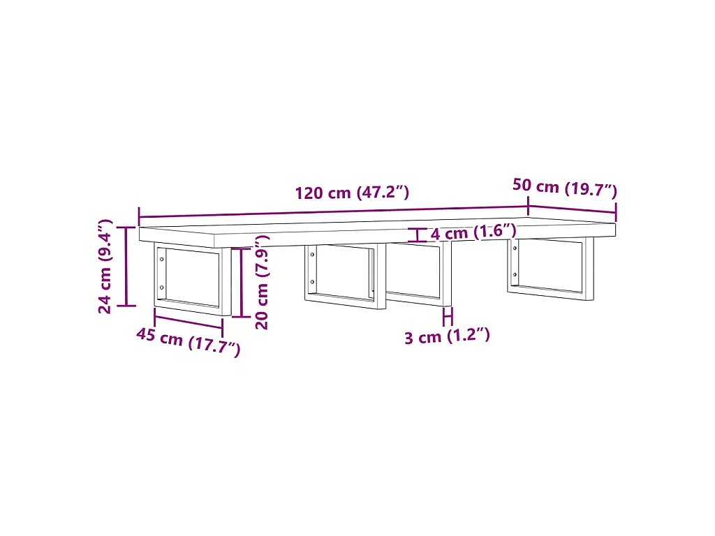 Badkamer wandschap staal en massief acaciahout