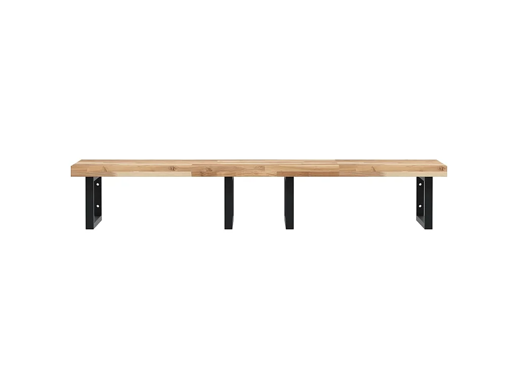 Badkamer wandschap staal en massief acaciahout