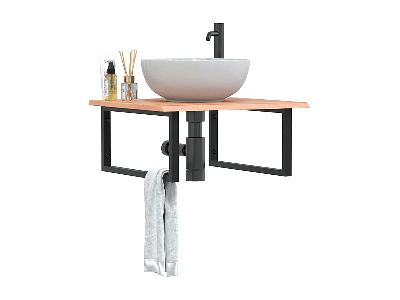 Badkamer wandschap staal en massief eikenhout