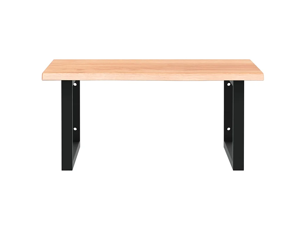 Estante de lavabo de pared de acero y madera maciza de roble