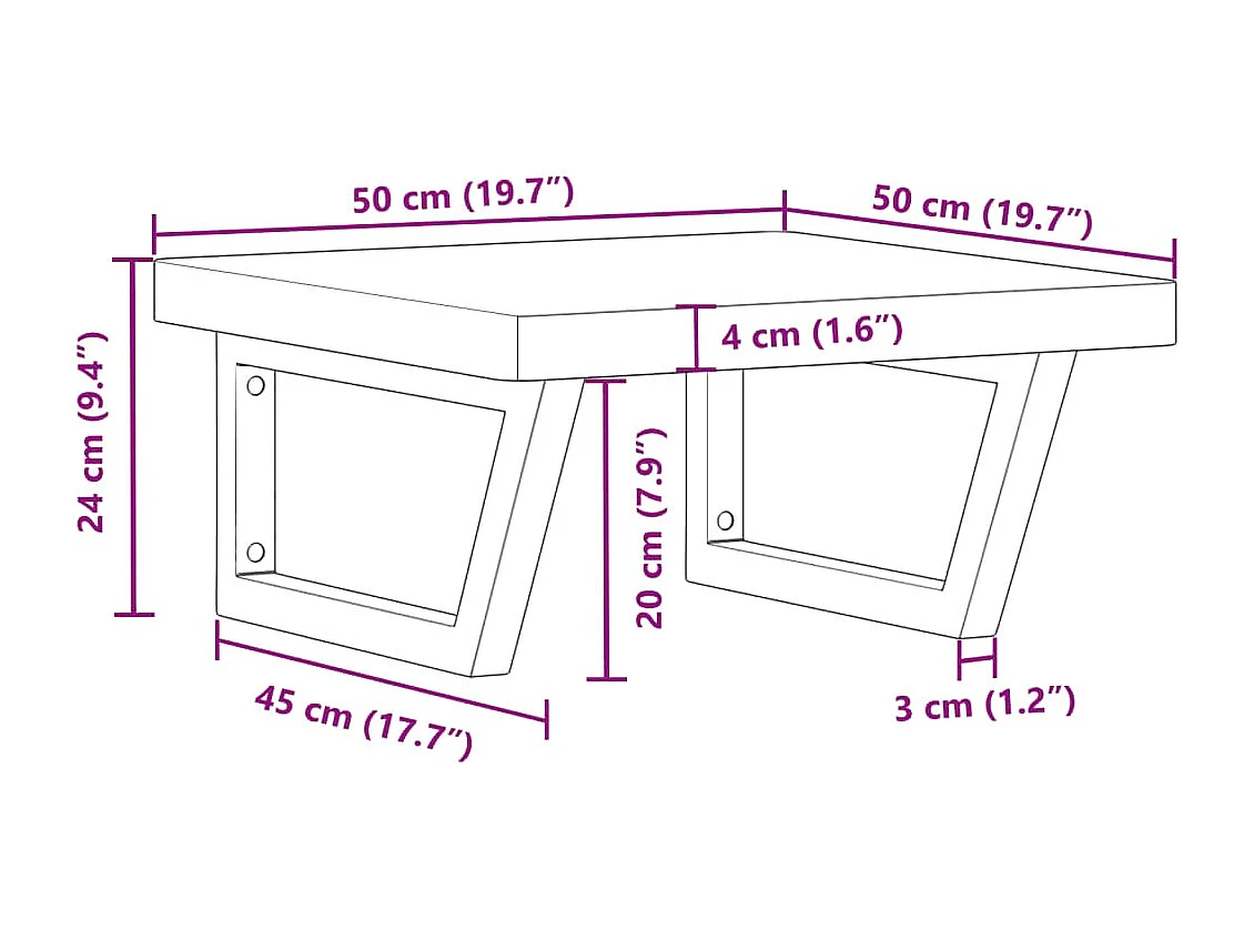 Étagère de vasque murale acier et bois massif de hêtre