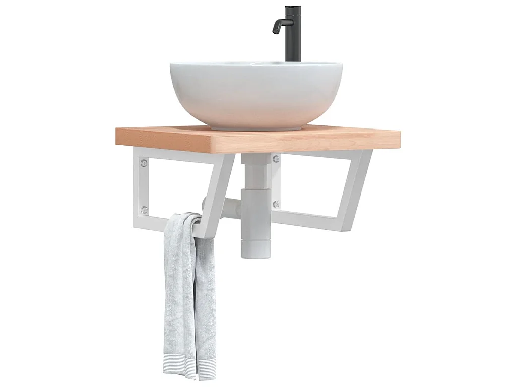 Badkamer wandschap staal en massief beukenhout