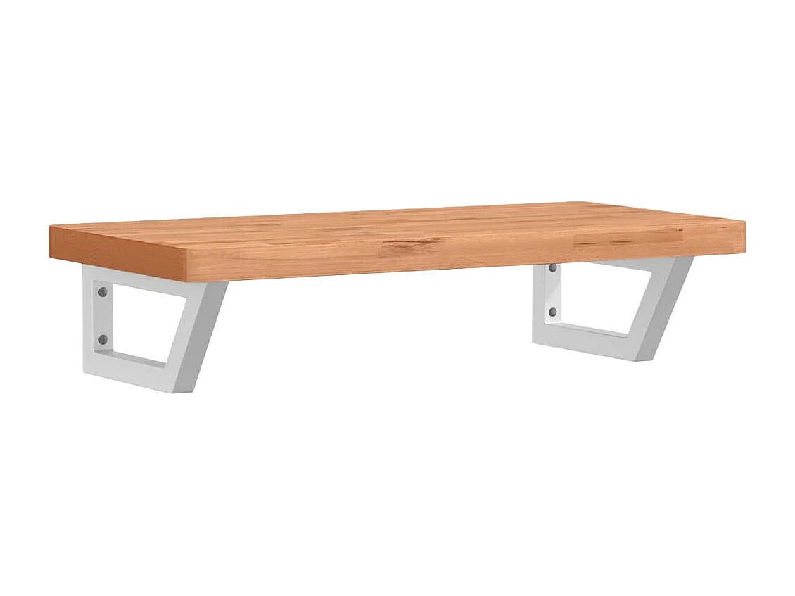 Waschbeckenregal Wandmontage Stahl und Massivholz Buche