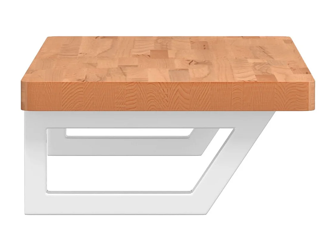 Waschbeckenregal Wandmontage Stahl und Massivholz Buche