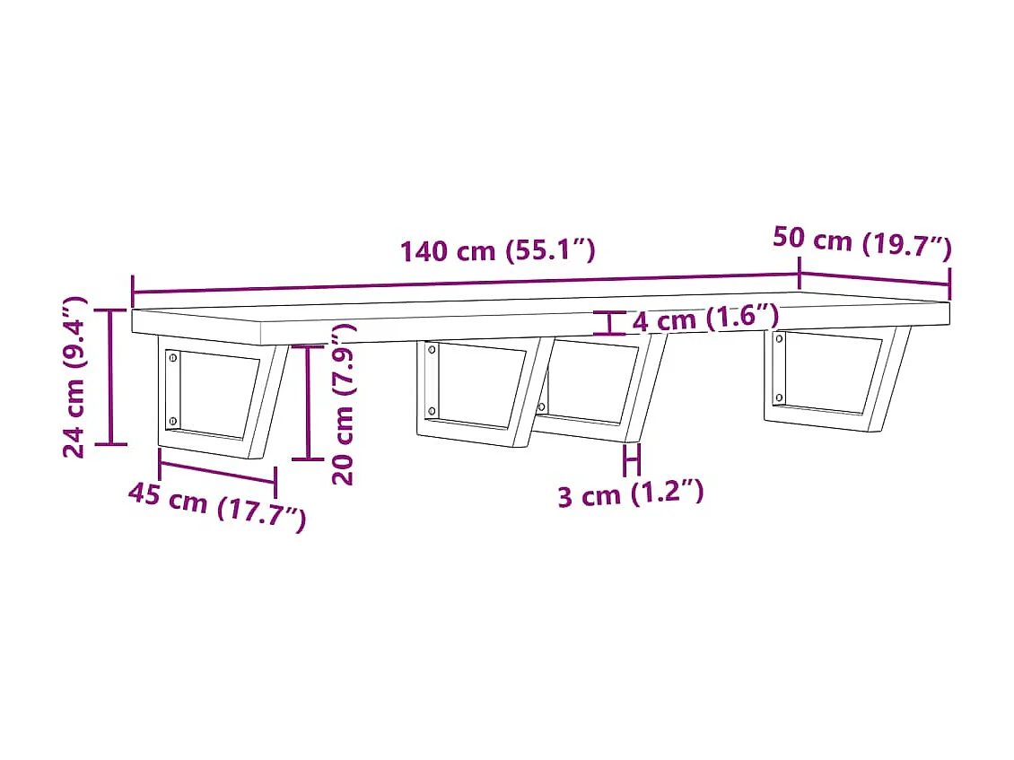 Waschbeckenregal Wandmontage Stahl und Akazienholz
