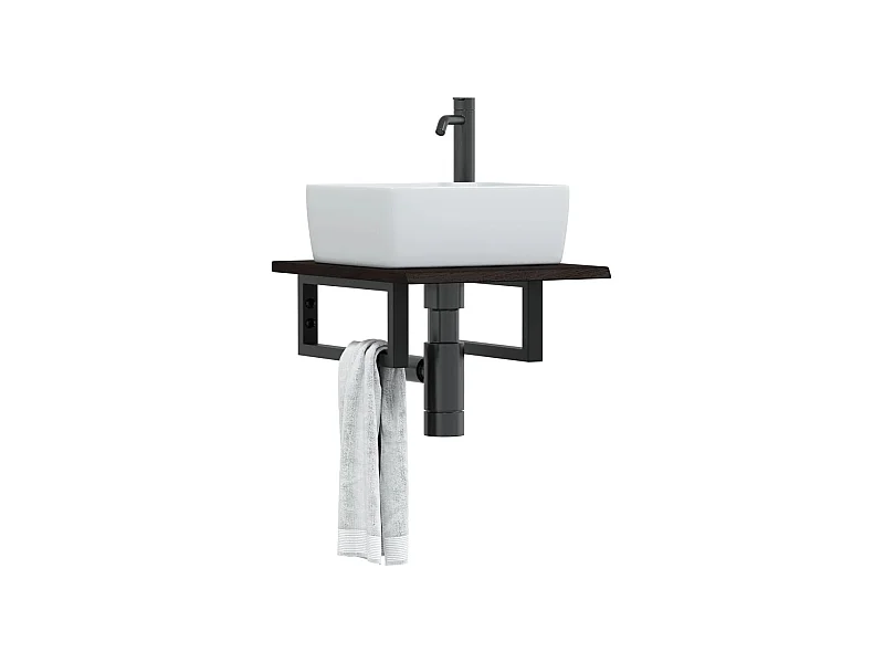 Badkamer wandschap staal en massief eikenhout