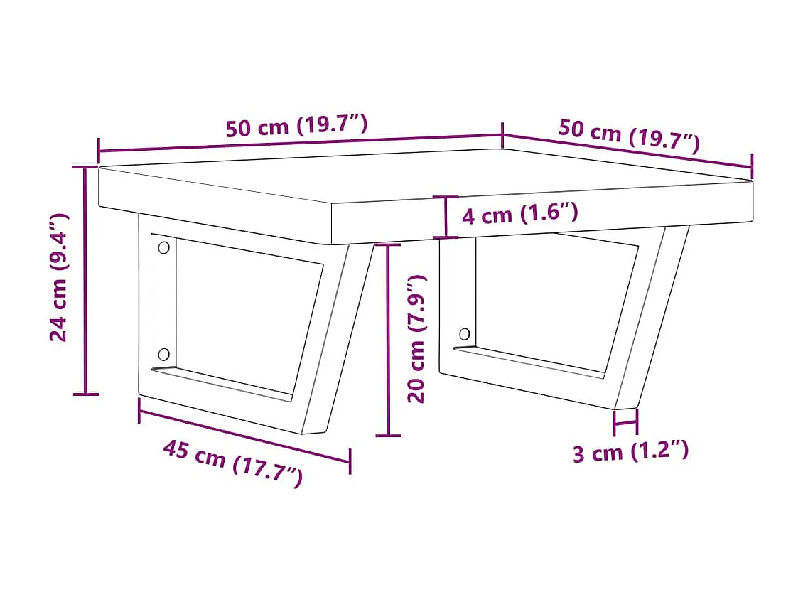 Étagère de vasque murale acier et bois massif de hêtre