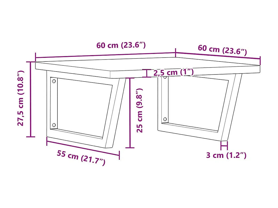 Waschbeckenregal Wandmontage Stahl und Massivholz Buche