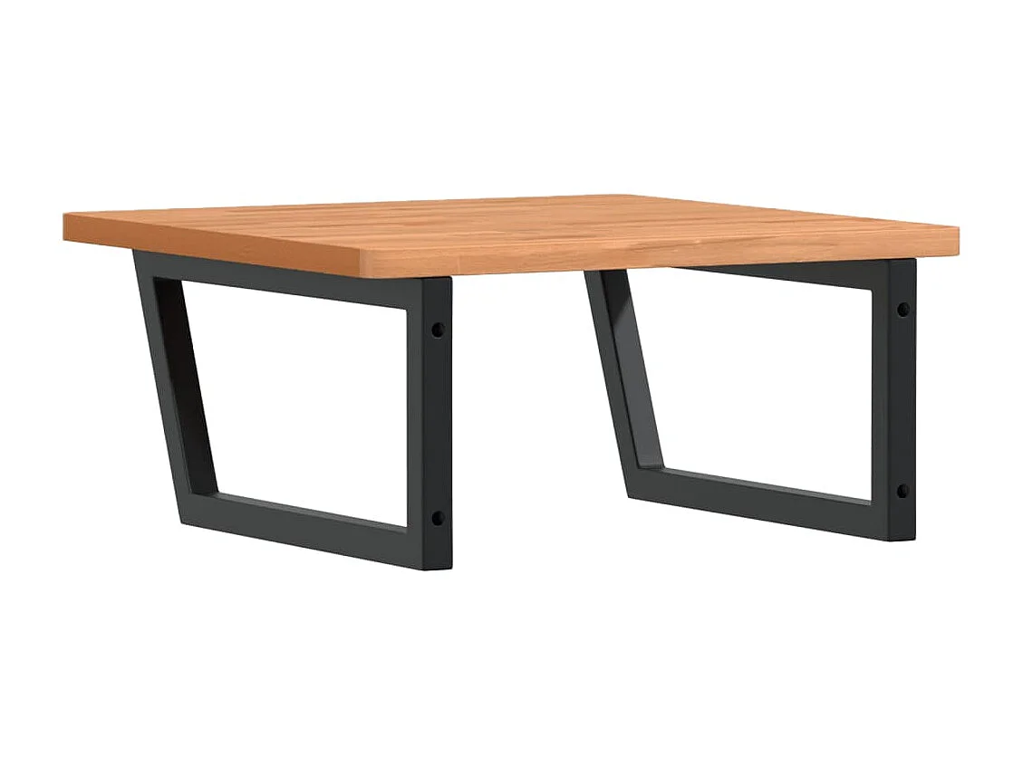 Waschbeckenregal Wandmontage Stahl und Massivholz Buche