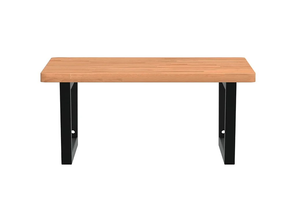 Waschbeckenregal Wandmontage Stahl und Massivholz Buche