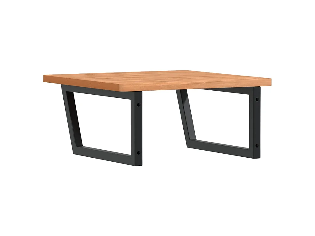 Waschbeckenregal Wandmontage Stahl und Massivholz Buche