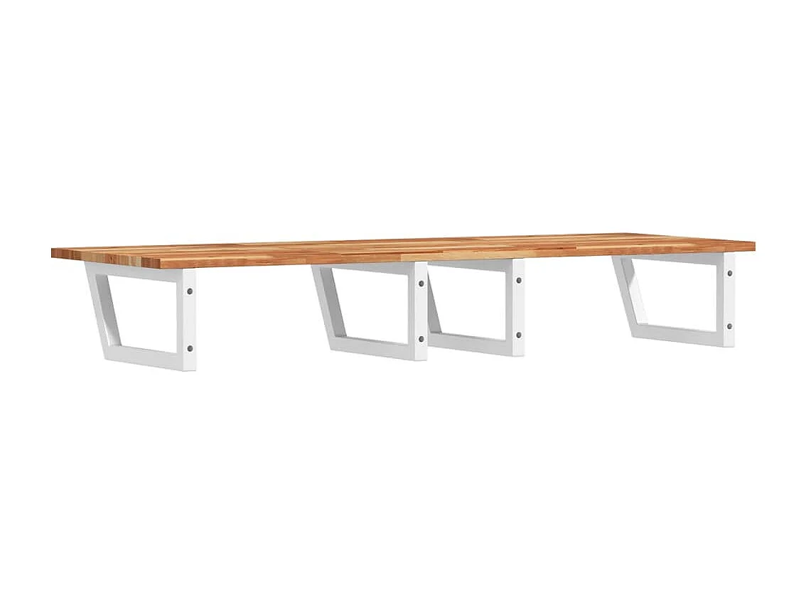 Étagère de vasque murale acier et bois massif d'acacia