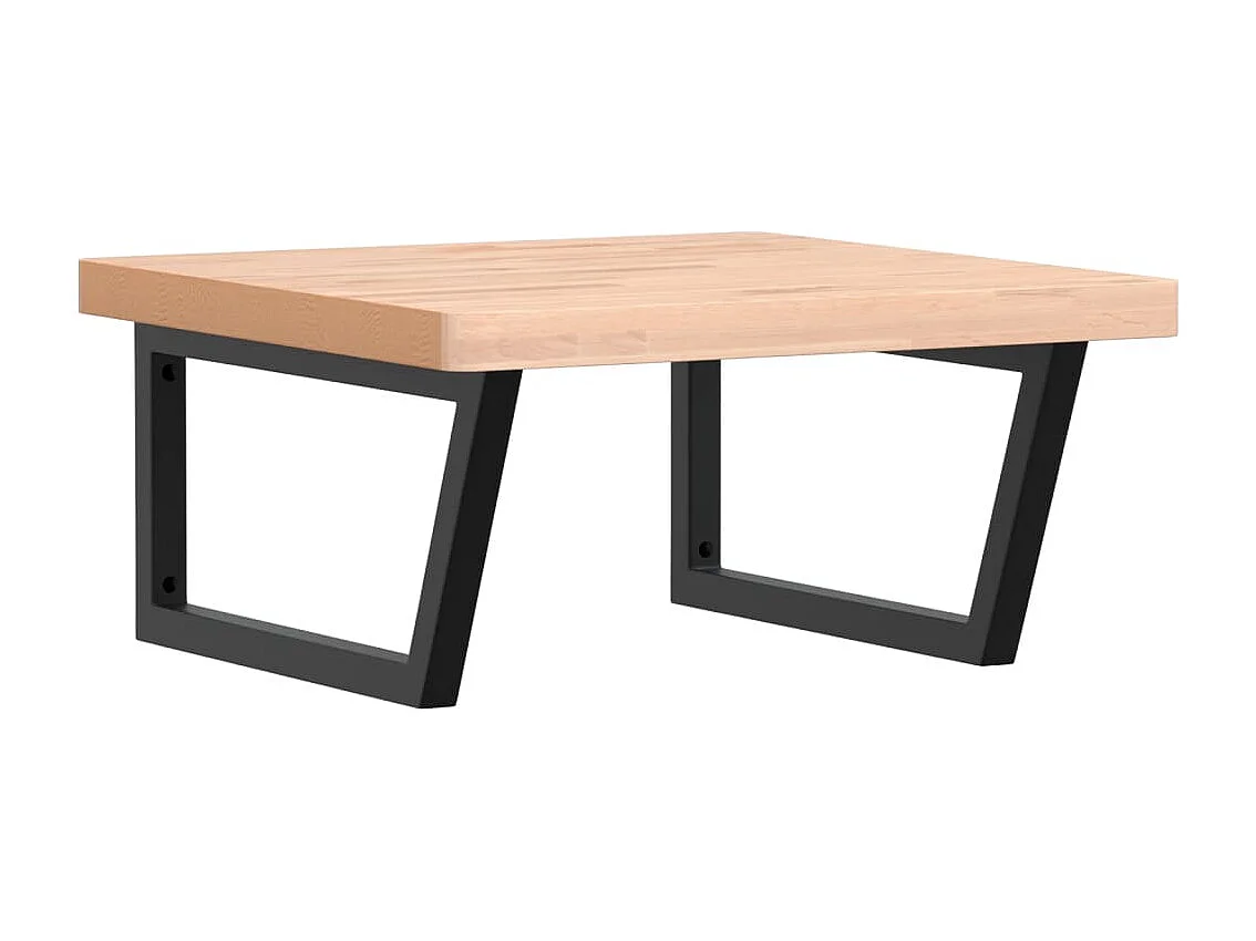 Waschbeckenregal Wandmontage Stahl und Massivholz Buche