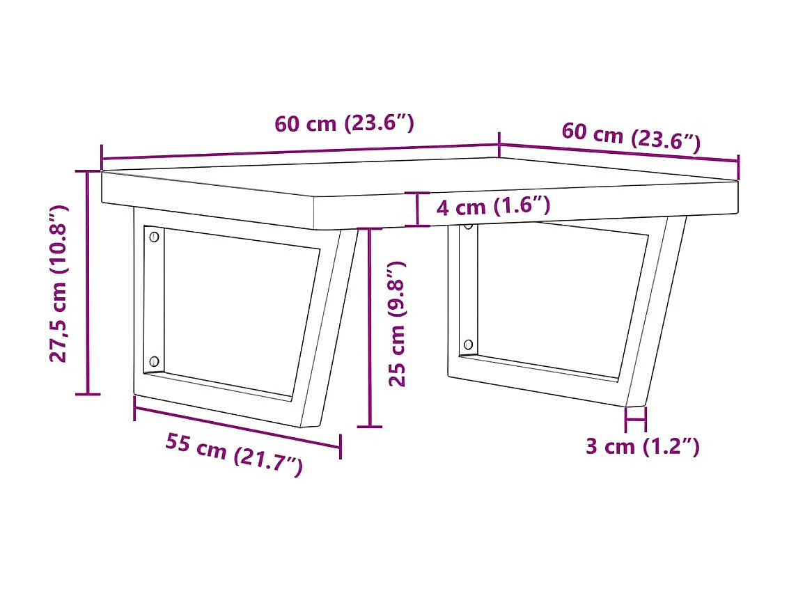 Waschbeckenregal Wandmontage Stahl und Massivholz Buche