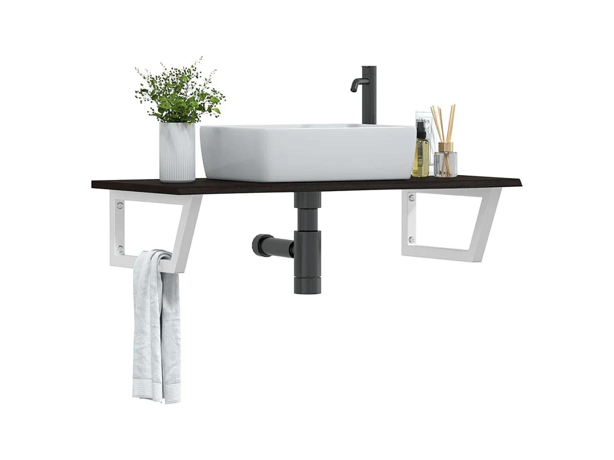 Badkamer wandschap staal en massief eikenhout