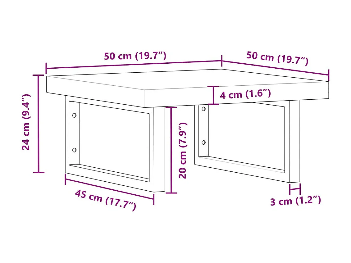 Waschbeckenregal Wandmontage Stahl und Akazienholz