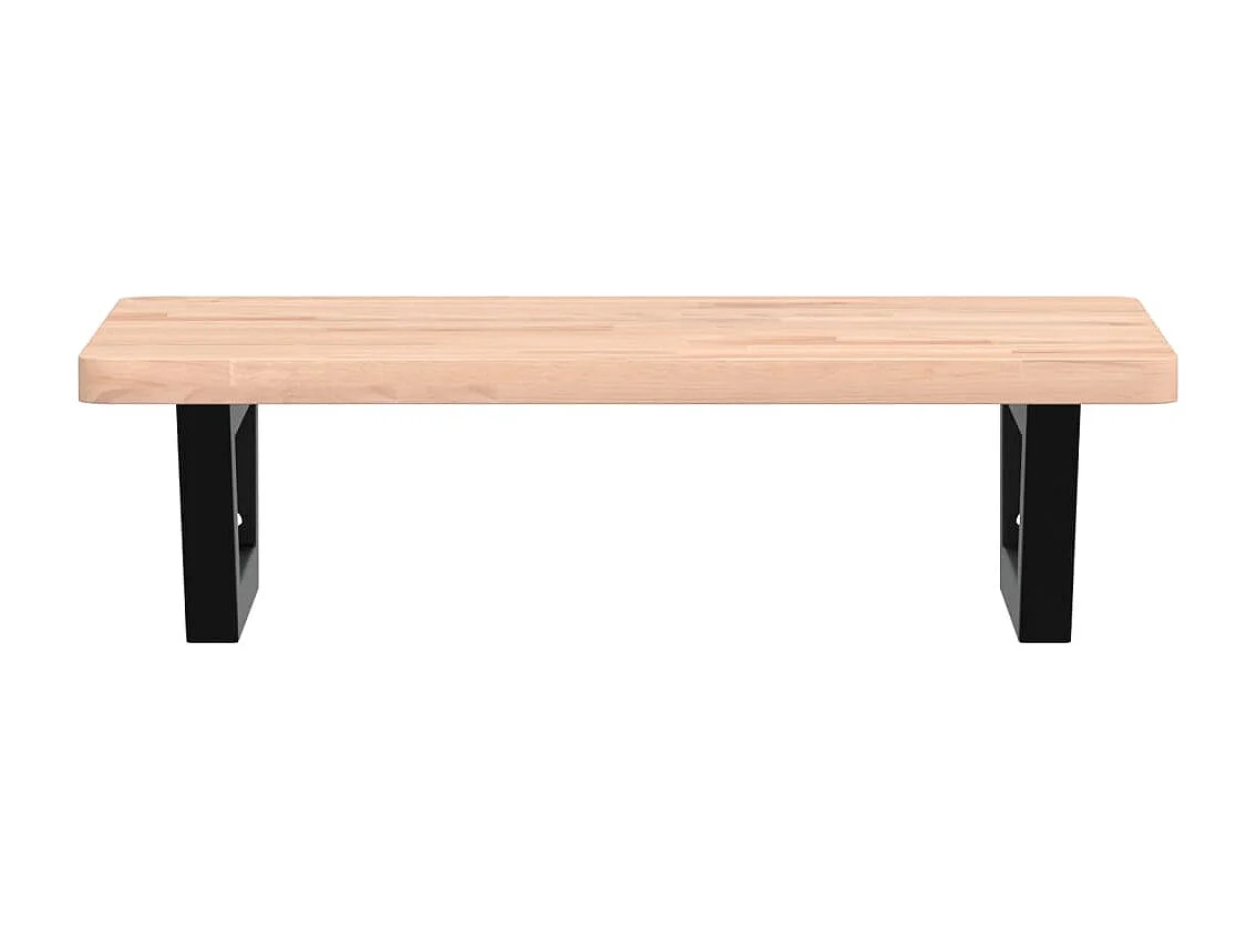 Waschbeckenregal Wandmontage Stahl und Massivholz Buche