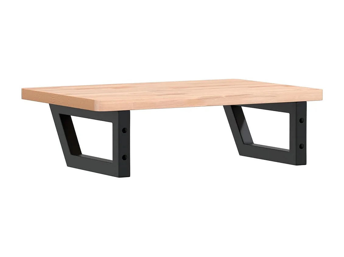 Waschbeckenregal Wandmontage Stahl und Massivholz Buche