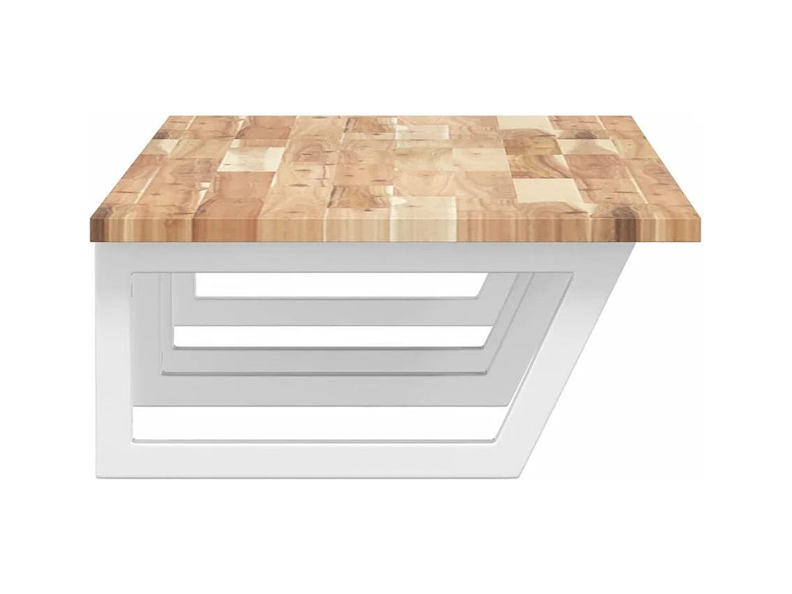 Étagère de vasque murale acier et bois massif d'acacia