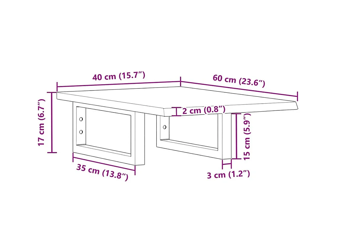 Waschtischplatte mit Halterung Stahl und Massivholz Eiche