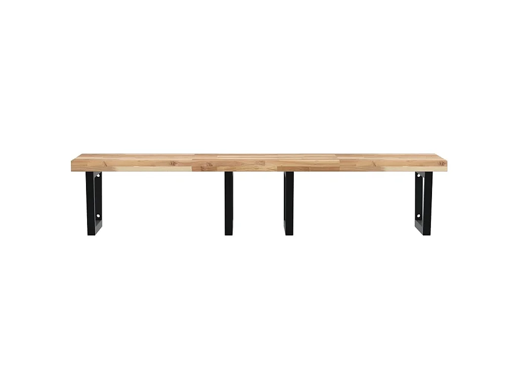Estante de lavabo de pared acero y madera maciza de acacia