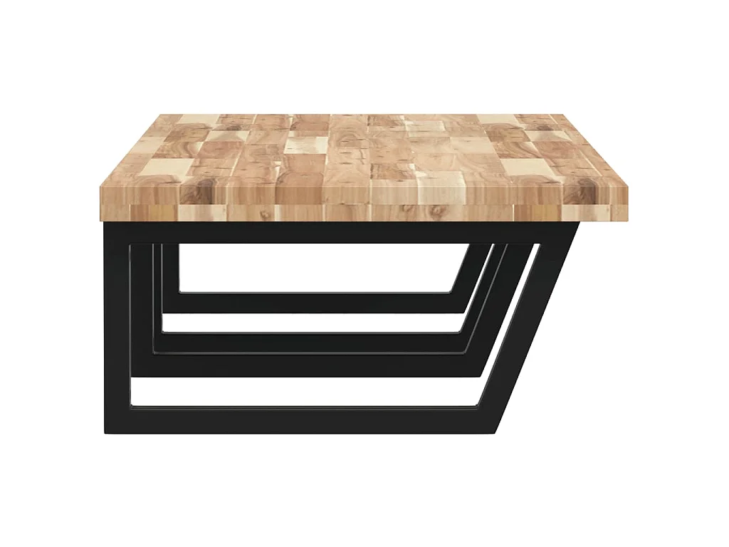 Estante de lavabo de pared acero y madera maciza de acacia