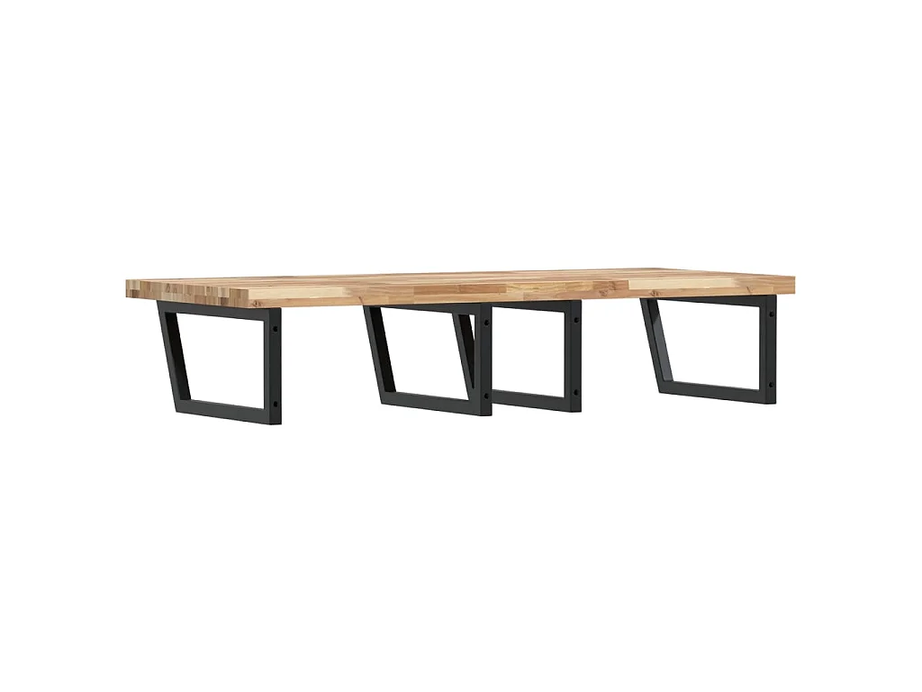 Estante de lavabo de pared acero y madera maciza de acacia
