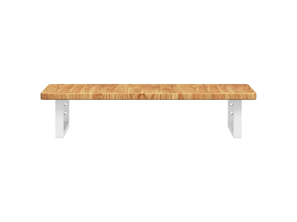 Estante de lavabo de pared de acero y madera maciza de roble