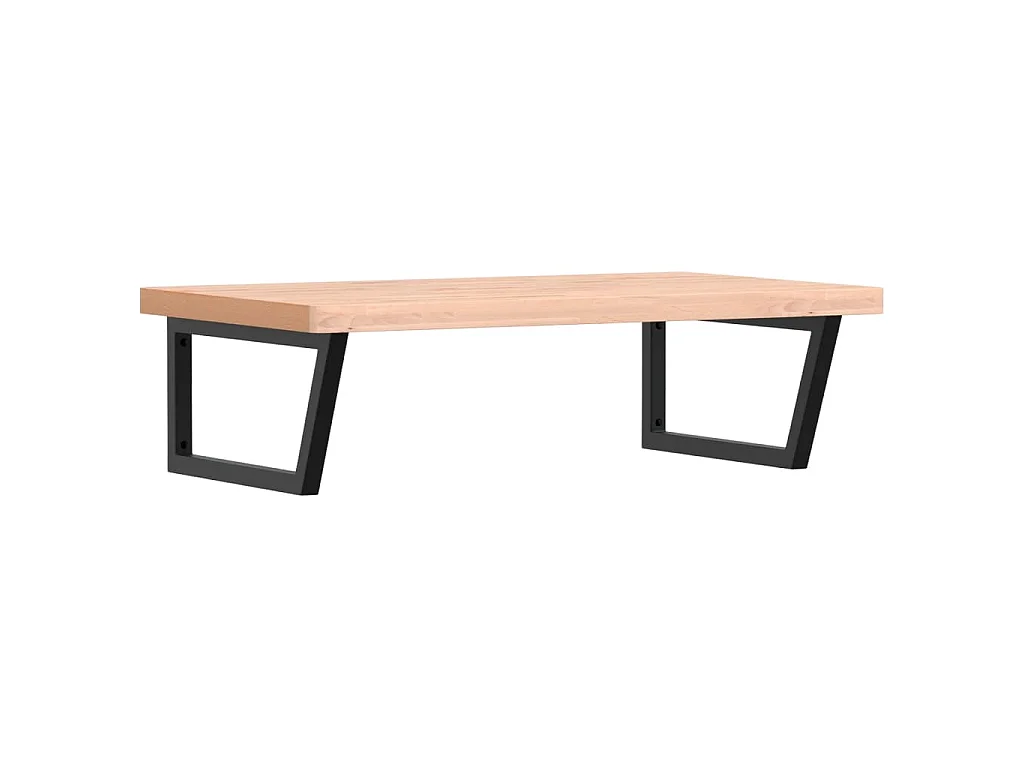 Waschbeckenregal Wandmontage Stahl und Massivholz Buche