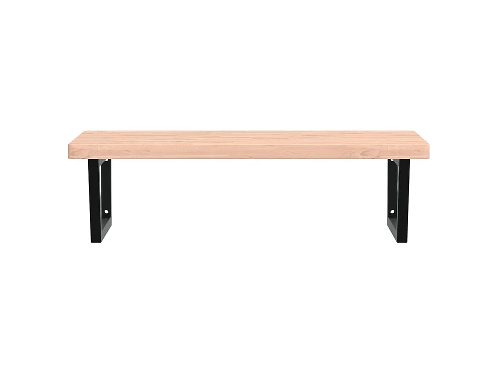 Waschbeckenregal Wandmontage Stahl und Massivholz Buche