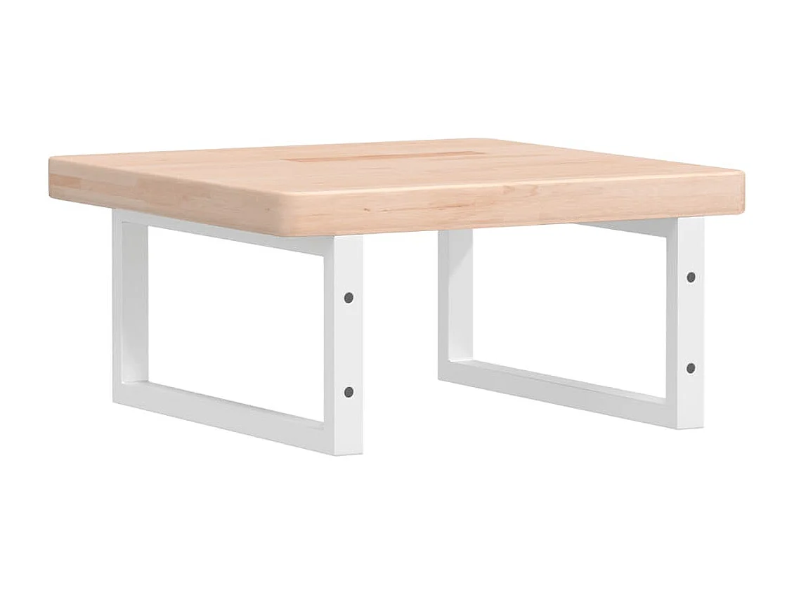 Estante de lavabo de pared de acero y madera maciza de roble