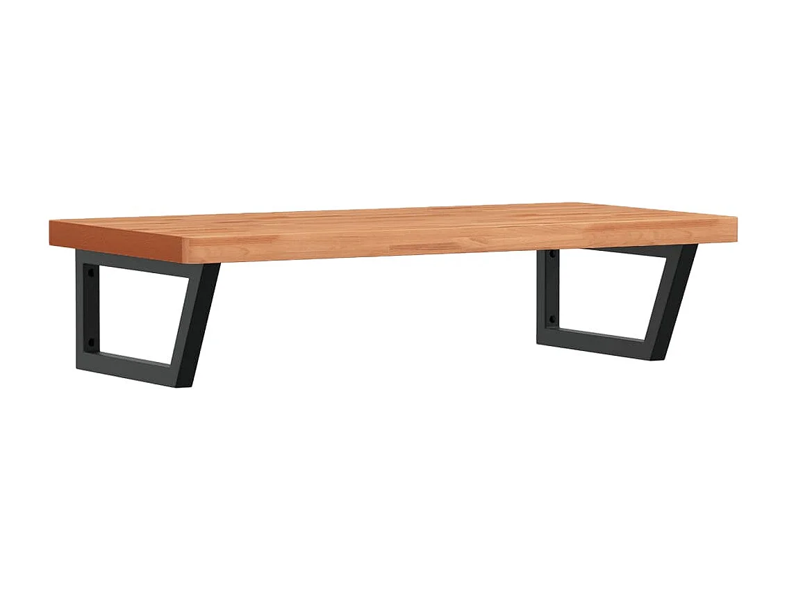 Waschbeckenregal Wandmontage Stahl und Massivholz Buche