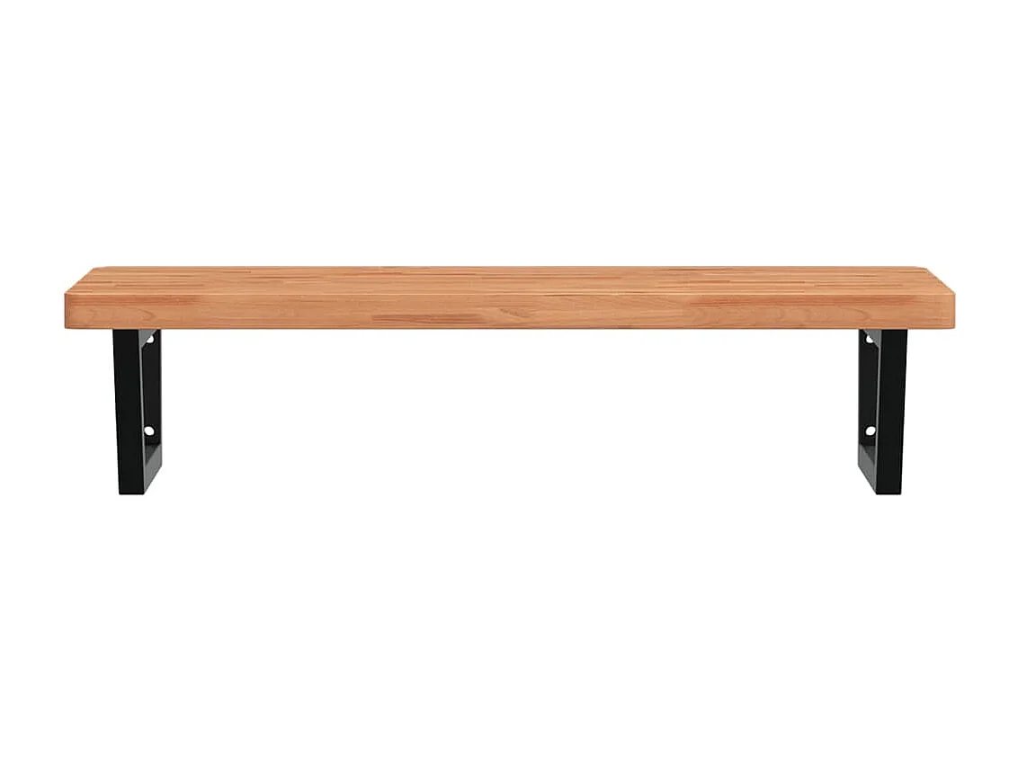 Waschbeckenregal Wandmontage Stahl und Massivholz Buche