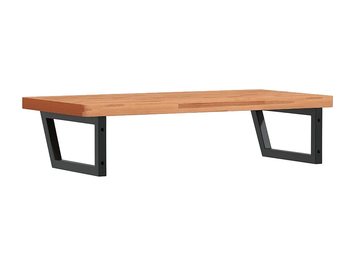 Waschbeckenregal Wandmontage Stahl und Massivholz Buche