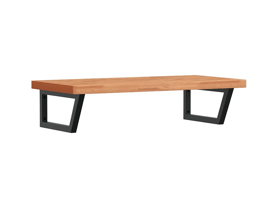 Ripiano a Parete per Lavabo in Acciaio e Massello di Faggio