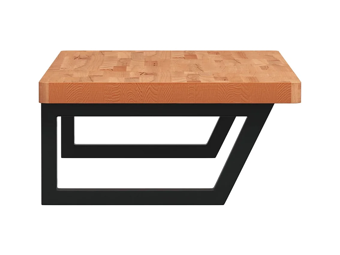 Ripiano a Parete per Lavabo in Acciaio e Massello di Faggio