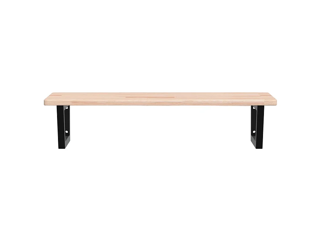 Estante de lavabo de pared de acero y madera maciza de roble