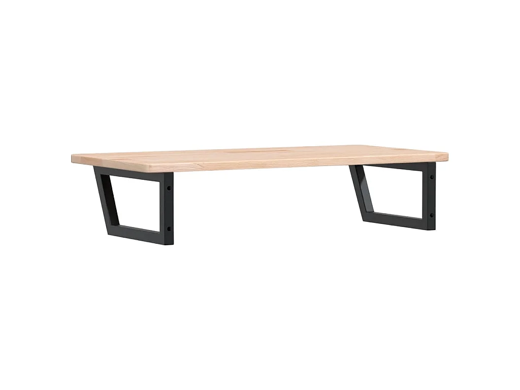 Estante de lavabo de pared de acero y madera maciza de roble
