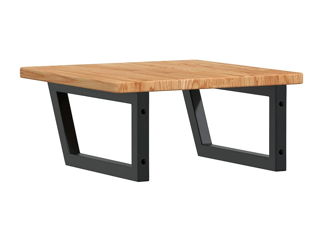 Ripiano a Parete per Lavabo in Acciaio e Massello di Rovere