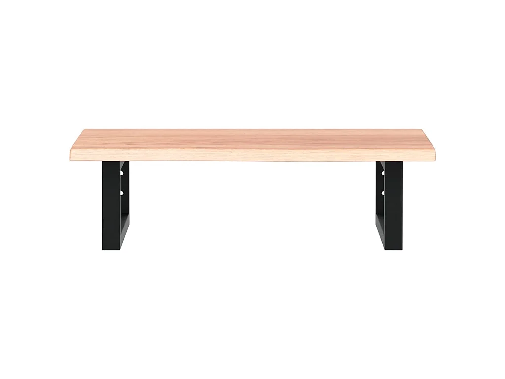 Estante de lavabo de pared de acero y madera maciza de roble