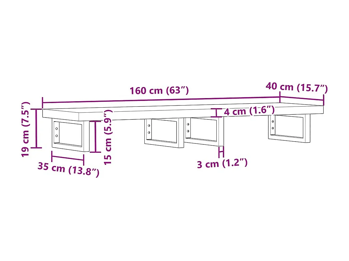 Badkamer wandschap staal en massief acaciahout
